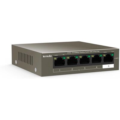 Switch di rete Tenda TEF1105P-4-38W - 5 Porte PoE Ethernet, Grigio Switch di rete Tenda TEF1105P-4-38W - 5 Porte PoE Ethernet, Grigio