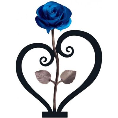 HKHBJS Iron Metal Rose Ornament with Heart Bracket - Blue - Ornament HKHBJS Iron Metal Rose Ornament with Heart Bracket - Blue - Ornament