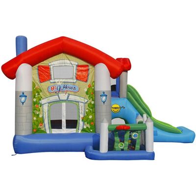 Castello gonfiabile multiattività Happy Hop con scivolo, vasca di palline e tetto Castello gonfiabile multiattività Happy Hop con scivolo, vasca di palline e tetto