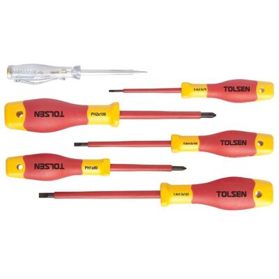 TOLSEN Sett med 6 isolerte skrutrekkere - Screwdriver Set TOLSEN Sett med 6 isolerte skrutrekkere - Screwdriver Set