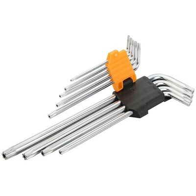 TOLSEN - Set 9 Stück Torx-Schlüssel mit Extra Langem Loch TOLSEN - Set 9 Stück Torx-Schlüssel mit Extra Langem Loch