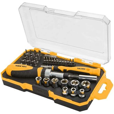 Tolsen 42-teiliger Ratschen- und Schraubenziehersatz - Steckschlüssel, Bits & Adapter Tolsen 42-teiliger Ratschen- und Schraubenziehersatz - Steckschlüssel, Bits & Adapter
