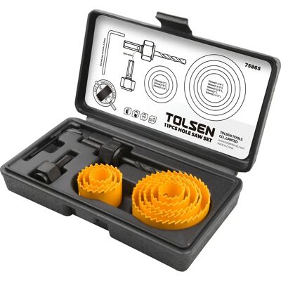 Kit de 11 pièces de scies à trou Tolsen - Pour contreplaqué, cloison sèche, bois, plastique - Publicité Kit de 11 pièces de scies à trou Tolsen - Pour contreplaqué, cloison sèche, bois, plastique - Publicité