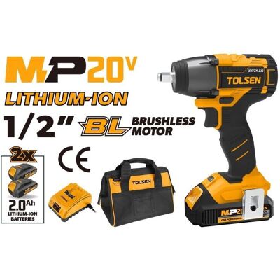 TOLSEN Visseuse à percussion - 20V Brushless MP20V, mandrin 1/2'' - Publicité TOLSEN Visseuse à percussion - 20V Brushless MP20V, mandrin 1/2'' - Publicité