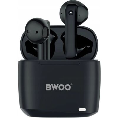 Czarne Bezprzewodowe Słuchawki Bwoo - TWS Bluetooth 5.3 - Dźwięk Stereo Czarne Bezprzewodowe Słuchawki Bwoo - TWS Bluetooth 5.3 - Dźwięk Stereo