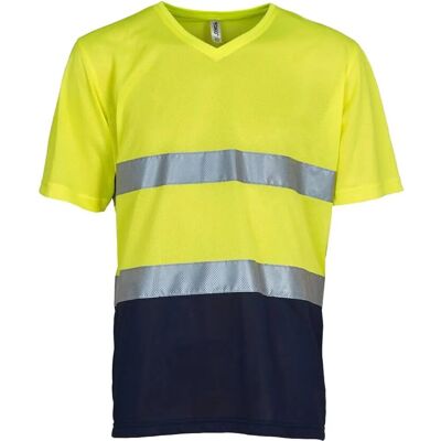 YOKO Høj Synlighed Cool V-hals T-shirt - Gul/Blå - T-shirt YOKO Høj Synlighed Cool V-hals T-shirt - Gul/Blå - T-shirt