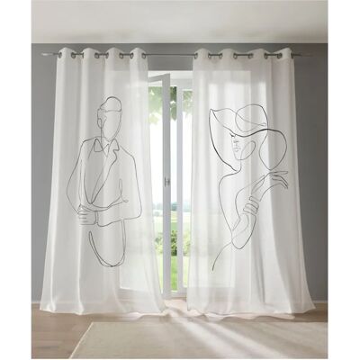 Helline Home Blanc-Noir 1 - Dekorative Vorhänge - Set aus 2 Helline Home Blanc-Noir 1 - Dekorative Vorhänge - Set aus 2