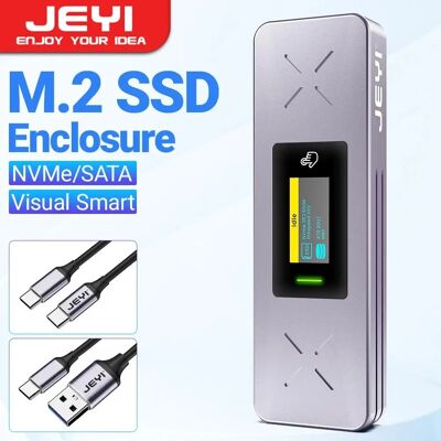 Custodia JEYI Visual Smart M.2 NVMe - Protezione scrittura 5s, riconnessione 3s, USB 3.2 Gen2 Custodia JEYI Visual Smart M.2 NVMe - Protezione scrittura 5s, riconnessione 3s, USB 3.2 Gen2