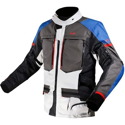 Chaqueta de Moto LS2 Norway - Azul/Negro/Gris/Rojo - Ropa Protectora de Motocicleta Chaqueta de Moto LS2 Norway - Azul/Negro/Gris/Rojo - Ropa Protectora de Motocicleta