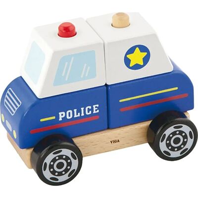 Viga Toys Samochód Policyjny Klocki - Edukacyjna Zabawka do Motoryki Małej Viga Toys Samochód Policyjny Klocki - Edukacyjna Zabawka do Motoryki Małej