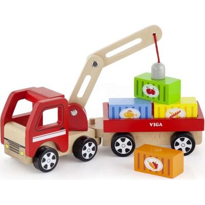 Viga 50690 Drewniany ciężarówka z dźwigiem - Zabawka Viga 50690 Drewniany ciężarówka z dźwigiem - Zabawka
