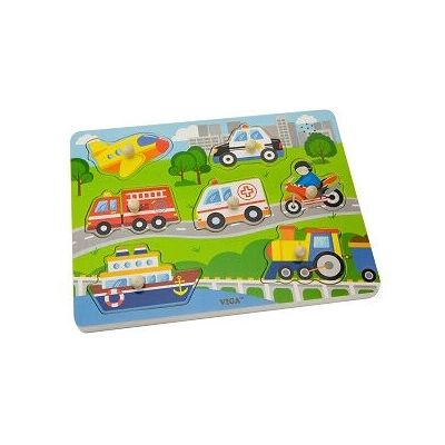 Drewniane puzzle z dźwiękami i pojazdami - Zabawka edukacyjna Drewniane puzzle z dźwiękami i pojazdami - Zabawka edukacyjna