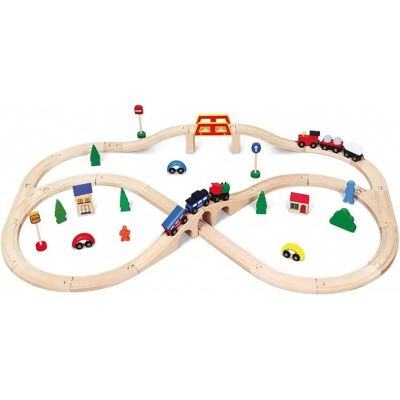 VIGA Holz-Eisenbahnset - 49 Teile für Kinder ab 3 - Sicherheit EN-71 VIGA Holz-Eisenbahnset - 49 Teile für Kinder ab 3 - Sicherheit EN-71