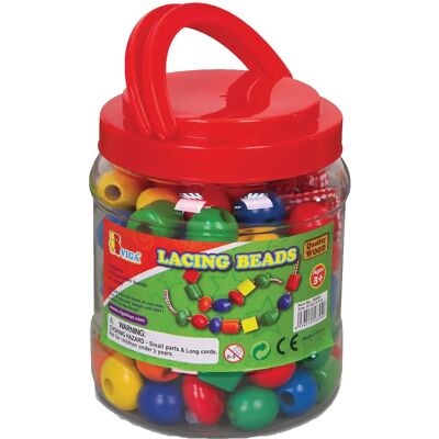 Viga Toys Zestaw Drewnianych Koralików do Nawlekania - Zabawka Edukacyjna Viga Toys Zestaw Drewnianych Koralików do Nawlekania - Zabawka Edukacyjna