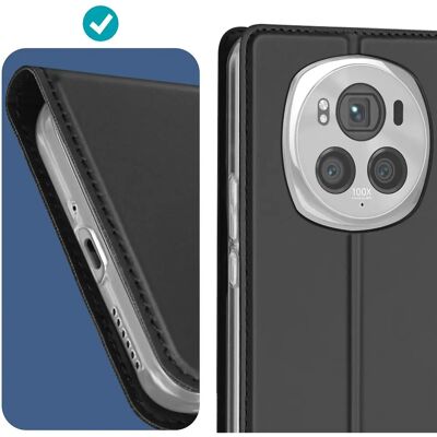 Funda con cartera de satín negro Dux Ducis para Honor Magic 6 Pro Funda con cartera de satín negro Dux Ducis para Honor Magic 6 Pro