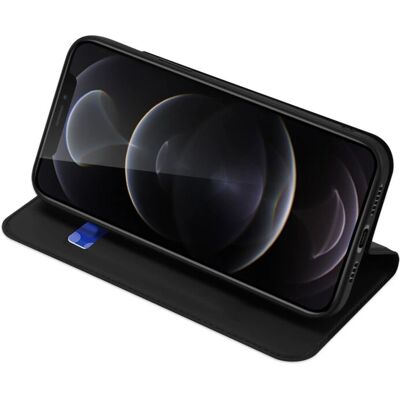 Musta flip-kotelo Dux Ducis iPhone 13 Pro Max - korttikotelo ja jalusta Musta flip-kotelo Dux Ducis iPhone 13 Pro Max - korttikotelo ja jalusta