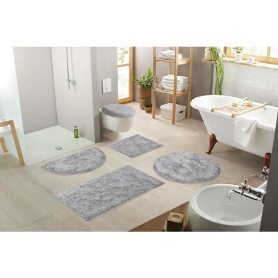 MY HOME Jos - 3-teiliges graues Polyester-Badmatten-Set MY HOME Jos - 3-teiliges graues Polyester-Badmatten-Set