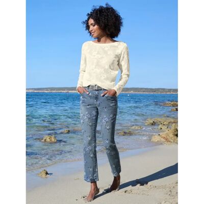 Heine Jeans Gr. 48 - Blumenmuster - Slim Fit - Jeans Heine Jeans Gr. 48 - Blumenmuster - Slim Fit - Jeans