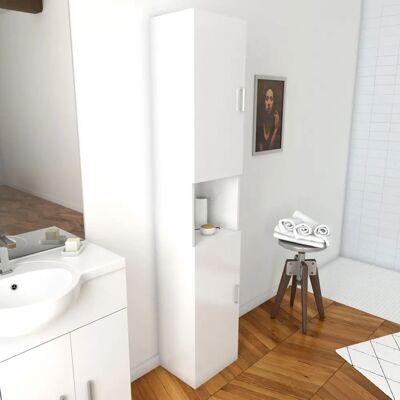 AURLANE Armario de baño MDF blanco - 182x35x30 cm - 2 puertas AURLANE Armario de baño MDF blanco - 182x35x30 cm - 2 puertas