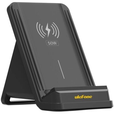 Ulefone Trådlös Laddare - 50W Snabbladdning - Dubbla Spole, Vertikal Kylare Ulefone Trådlös Laddare - 50W Snabbladdning - Dubbla Spole, Vertikal Kylare