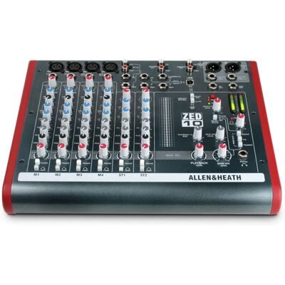 Allen & Heath ZED-10 Analog Mikser Kompakt USB Lite Bånd Allen & Heath ZED-10 Analog Mikser Kompakt USB Lite Bånd