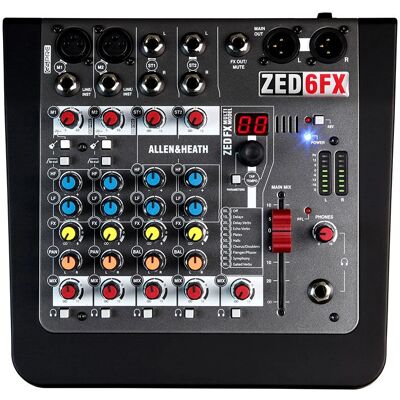 Mixážní pult Allen & Heath ZED-6FX - 6 kanálů, efekty, přenosný Mixážní pult Allen & Heath ZED-6FX - 6 kanálů, efekty, přenosný