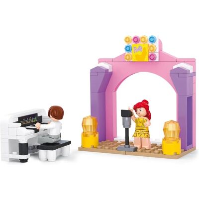 Scène Rose avec Piano pour Filles - Blocs de Construction Scène Rose avec Piano pour Filles - Blocs de Construction