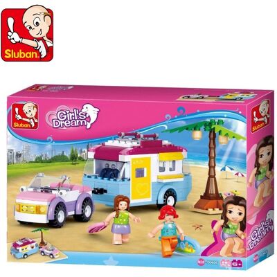 Sluban Auto da sogno della ragazza con set di costruzione di roulotte - Ore di divertimento Sluban Auto da sogno della ragazza con set di costruzione di roulotte - Ore di divertimento