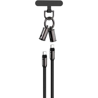 Devia Cabo Lanyard USB-C 2-em-1 60W - Suporte Móvel & Transferência Devia Cabo Lanyard USB-C 2-em-1 60W - Suporte Móvel & Transferência