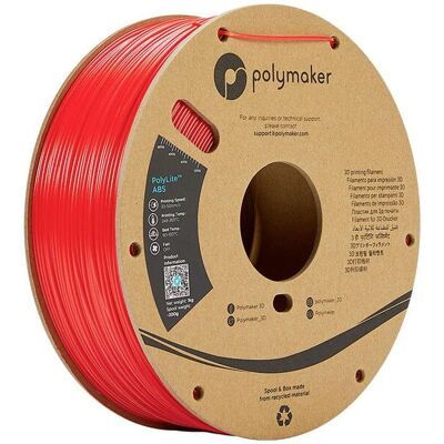 Polymaker PE01014 PolyLite 3D-udskriftsfilament - Lugtarm ABS - 2,85mm 1000g Rød Polymaker PE01014 PolyLite 3D-udskriftsfilament - Lugtarm ABS - 2,85mm 1000g Rød