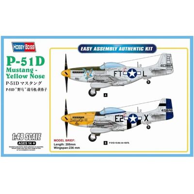 Maquette d'avion Hobby Boss P-51D Mustang Nez Jaune 1:48 - Échelle militaire - Publicité Maquette d'avion Hobby Boss P-51D Mustang Nez Jaune 1:48 - Échelle militaire - Publicité
