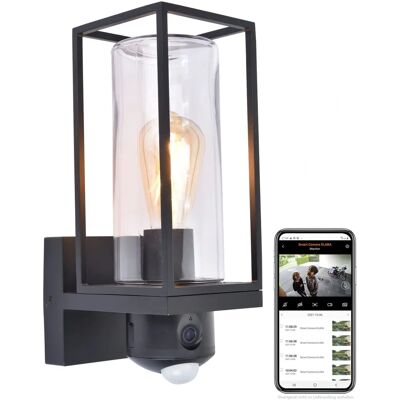 Lutec Faro Esterno con Telecamera - IP44 Alluminio Nero Lutec Faro Esterno con Telecamera - IP44 Alluminio Nero