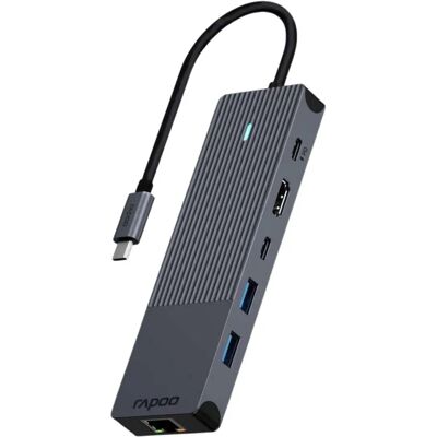 Rapoo UCM-2002 Multiport-Adapter - USB-C, HDMI, RJ-45, 3.2 Gen 1, Schwarz Rapoo UCM-2002 Multiport-Adapter - USB-C, HDMI, RJ-45, 3.2 Gen 1, Schwarz