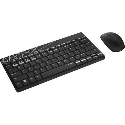 Rapoo 8000M Wireless Keyboard and Mouse Set - Bluetooth, Compact, Black Rapoo 8000M Wireless Keyboard and Mouse Set - Bluetooth, Compact, Black