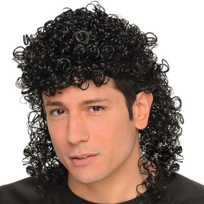 Perücke homme avec mullet bouclé - Noir - Perücke - Publicité Perücke homme avec mullet bouclé - Noir - Perücke - Publicité