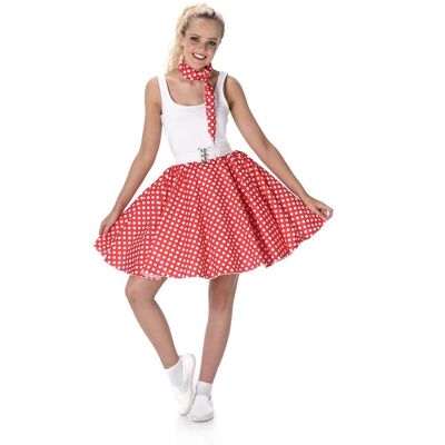 Déguisement années 50 à pois rouges pour femme - Costume - Publicité Déguisement années 50 à pois rouges pour femme - Costume - Publicité