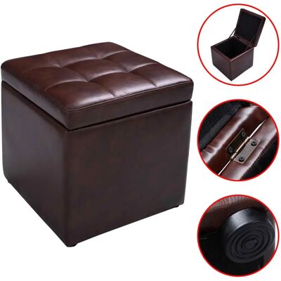Costway - Tabouret Pouf Coffre - Marron - Ottoman avec rangement - Publicité Costway - Tabouret Pouf Coffre - Marron - Ottoman avec rangement - Publicité