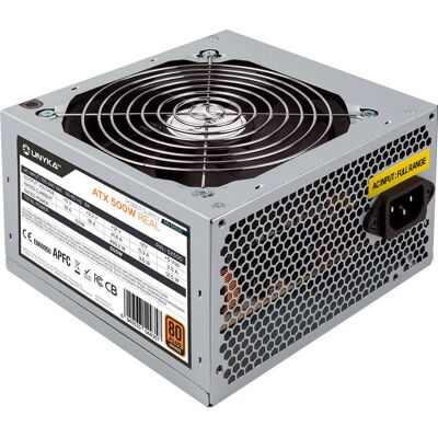 Fonte de alimentação Unykach 52500 - 80 Plus Bronze, 500W, Prata Fonte de alimentação Unykach 52500 - 80 Plus Bronze, 500W, Prata
