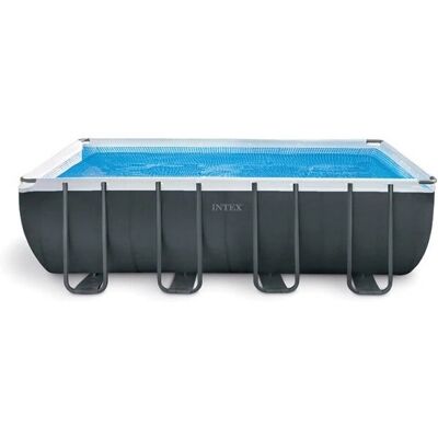 Intex 26356GN Grauer rechteckiger Aufstellpool - Pool, Robuster Stahlrahmen, 17203L Kapazität Intex 26356GN Grauer rechteckiger Aufstellpool - Pool, Robuster Stahlrahmen, 17203L Kapazität