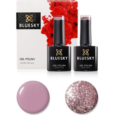 Zestaw lakierów żelowych A044 Różowy - 9. rocznica, Glitter, 2x10ml Zestaw lakierów żelowych A044 Różowy - 9. rocznica, Glitter, 2x10ml