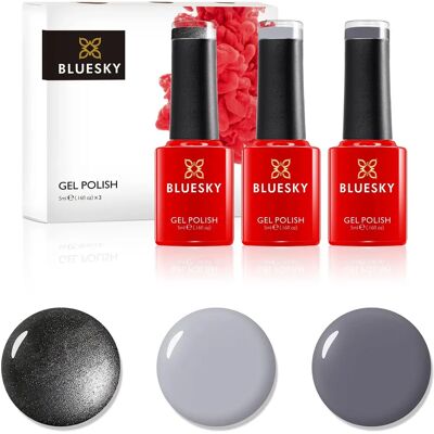 Set di Smalti Gel Grigi Bluesky - Durata Lunga, Vegano, Compatibile UV/LED Set di Smalti Gel Grigi Bluesky - Durata Lunga, Vegano, Compatibile UV/LED