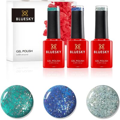 Bluesky Gel Nail Polish Set - Teal, Midnight Blue, Green - Nail Polish Set Bluesky Gel Nail Polish Set - Teal, Midnight Blue, Green - Nail Polish Set