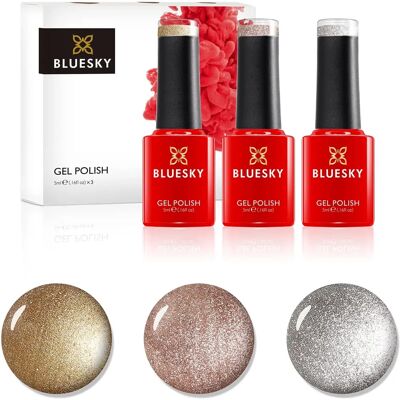Bluesky - Shimmers - Or - Argent - Nail Gel Polish Kit - Publicité Bluesky - Shimmers - Or - Argent - Nail Gel Polish Kit - Publicité