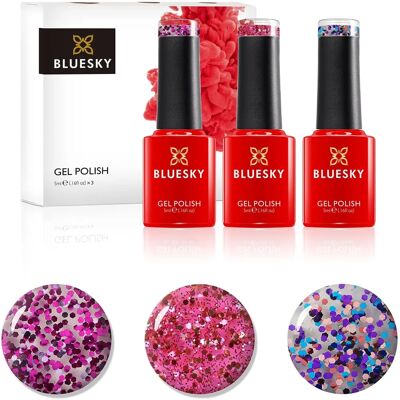 Bluesky Modello - Set di smalti gel con glitter - Set di smalti per unghie Bluesky Modello - Set di smalti gel con glitter - Set di smalti per unghie