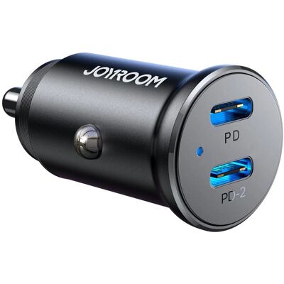 Joyroom Autós töltő - 30W, 2x USB-C, Fém, Kompakt Joyroom Autós töltő - 30W, 2x USB-C, Fém, Kompakt
