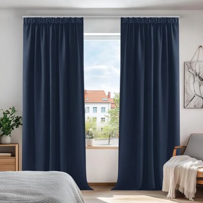 Cortinas Blackout Azul Marinho Deconovo - 2 Painéis 140x290cm Cortinas Blackout Azul Marinho Deconovo - 2 Painéis 140x290cm