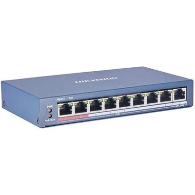 Hikvision DS-3E0310P-E/M Ongecontroleerde Layer 2 Switch - 8 PoE-poorten Hikvision DS-3E0310P-E/M Ongecontroleerde Layer 2 Switch - 8 PoE-poorten