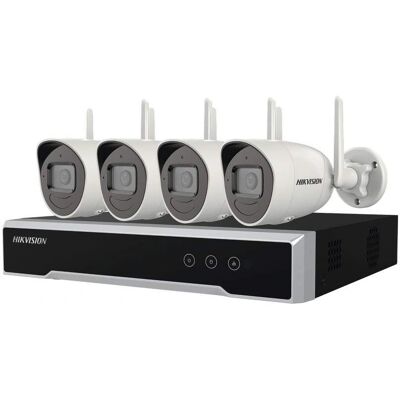 Kit de vigilância Wi-Fi Hikvision - NVR + 4 Câmeras - 2MP - 4 Canais Kit de vigilância Wi-Fi Hikvision - NVR + 4 Câmeras - 2MP - 4 Canais