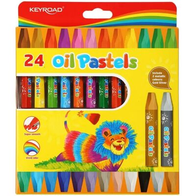 Crayons pastels hexagonaux Keyroad - 24 couleurs pour enfants - Publicité Crayons pastels hexagonaux Keyroad - 24 couleurs pour enfants - Publicité