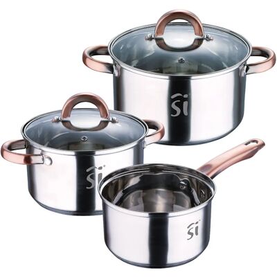 Set de Casseroles San Ignacio SG8160 - Acier Inoxydable, 5 Pièces Set de Casseroles San Ignacio SG8160 - Acier Inoxydable, 5 Pièces